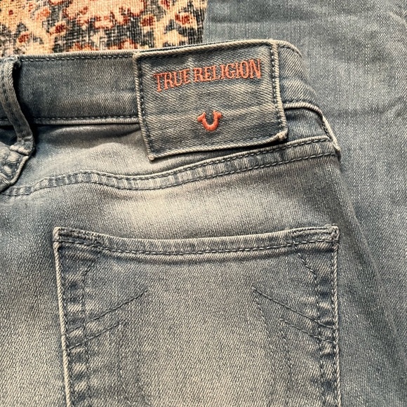 True Religion Women's Skinny Jeans - Blue with Red Floral Embroidery - Picture 11 of 14